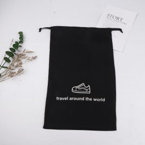 Foldable Durable Soft Can Be Washed Shoe Dust Bag Custom Logo Black Cotton Drawstring Bag Cotton Dust Bags for Handbag Shoes