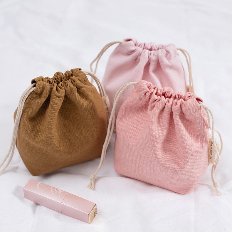 Eco Friendly Small Cute Cloth Makeup Dust Small Gift Jewelry Reusable Makeup Storage Pouch Canvas Cotton Drawstring Bag