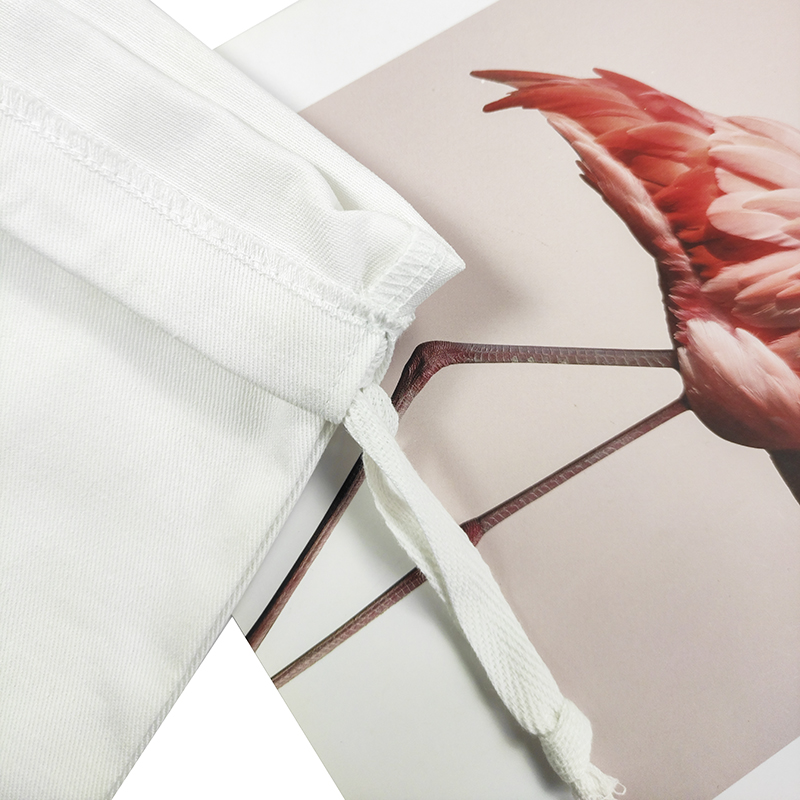 Custom Logo Printed White Cotton Twill Drawstring Bag for Shoes Underwear Clothing Dust Bag for Package Travel Storage Bag - 图片 2