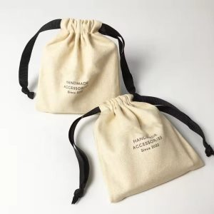 Luxury Custom Printed Eco Organic Soft Thin Recycled Canvas Brushed Twill Calico Cotton Flannel Linen Mesh Muslin Drawstring Bag