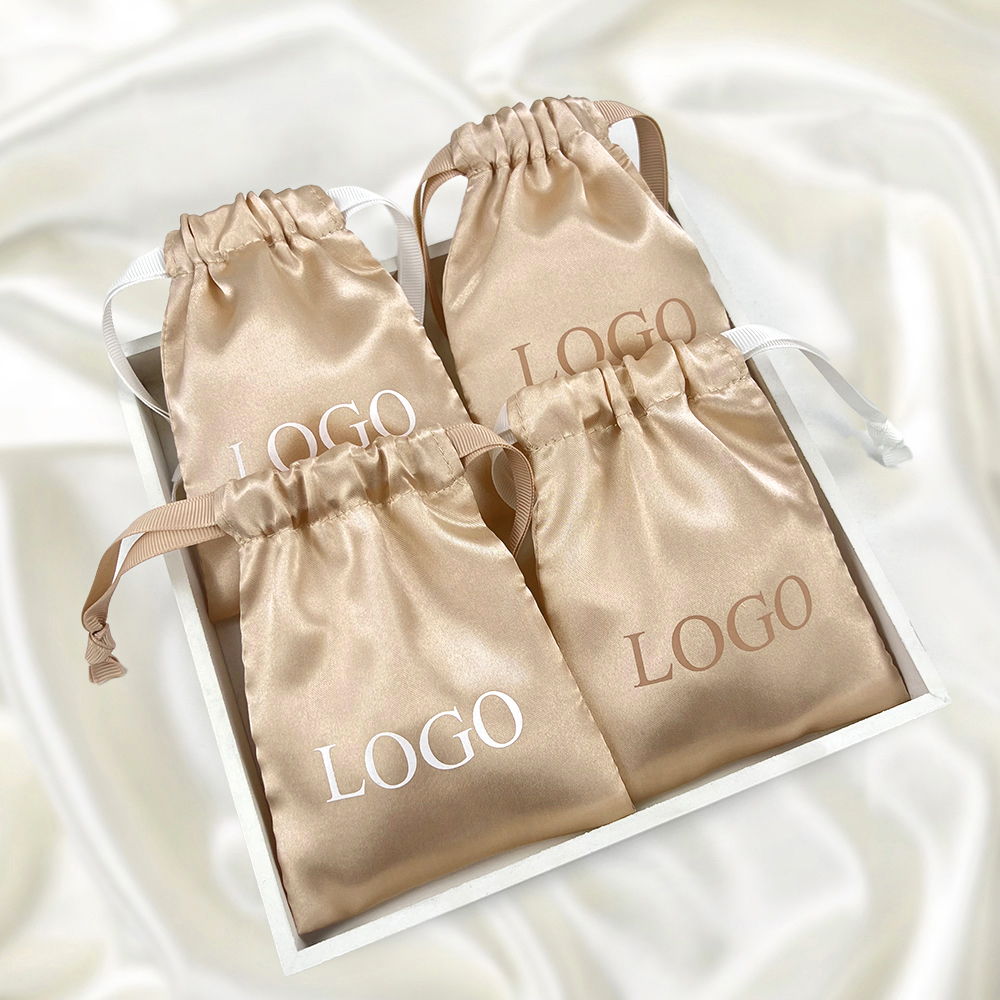 Small Gift Fabric Printed Logo Luxury Soft Perfume Silk Satin Dust Pouch Packaging Custom Drawstring Jewelry Bag - 图片 6