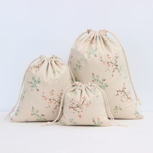 Eco-Friendly Soft Cotton Jewelry Pouch Dust Customized Bag Linen Small Drawstring Bag With Logo