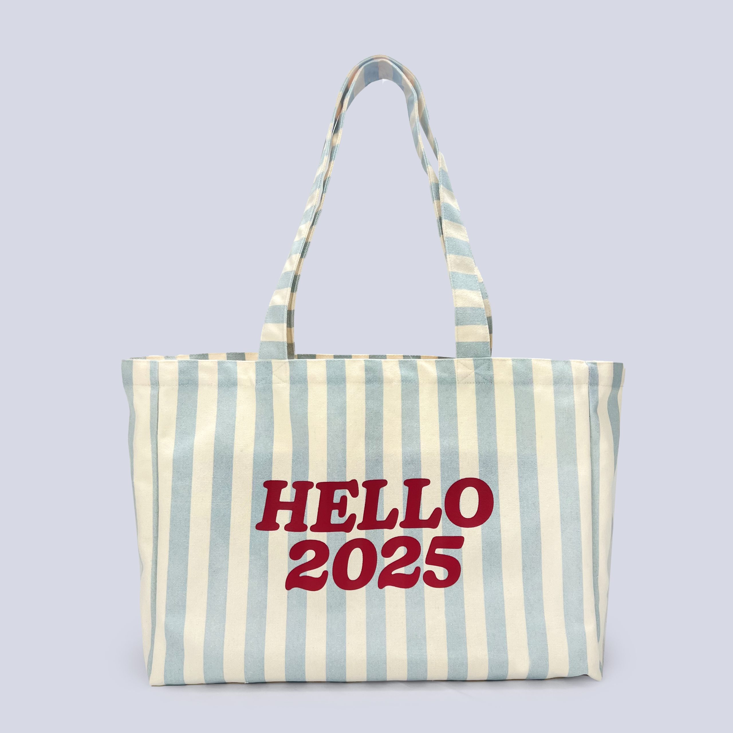 Wholesale Stripe Reusable Gift Travel Large Capacity Classic Students Shopping Custom Printed Logo Women Cotton Canvas Tote Bag - 图片 5