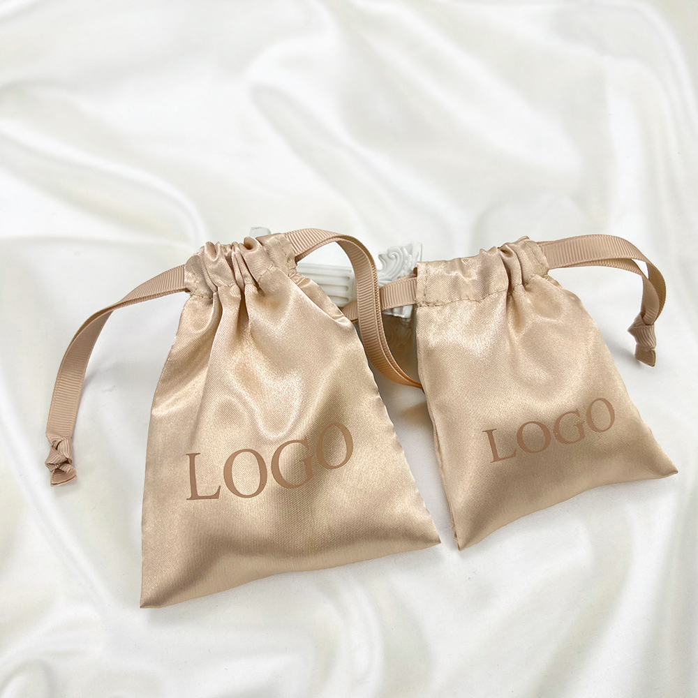 Small Gift Fabric Printed Logo Luxury Soft Perfume Silk Satin Dust Pouch Packaging Custom Drawstring Jewelry Bag - 图片 7