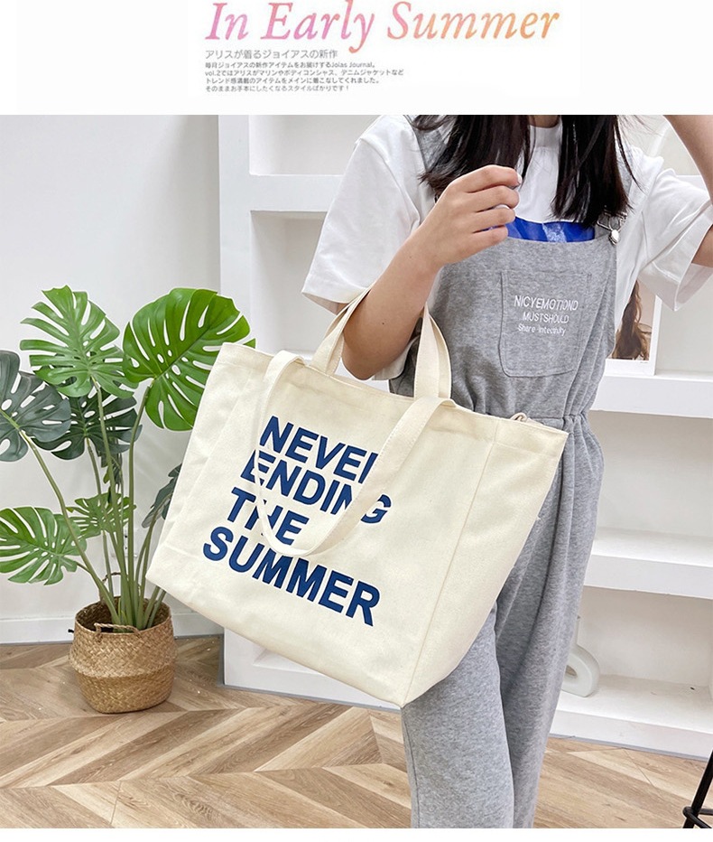 Wholesale Travel Recycled Sublimation Shoulder Shopping College Cotton Custom Printed Logo Women Canvas Tote Bag - 图片 6