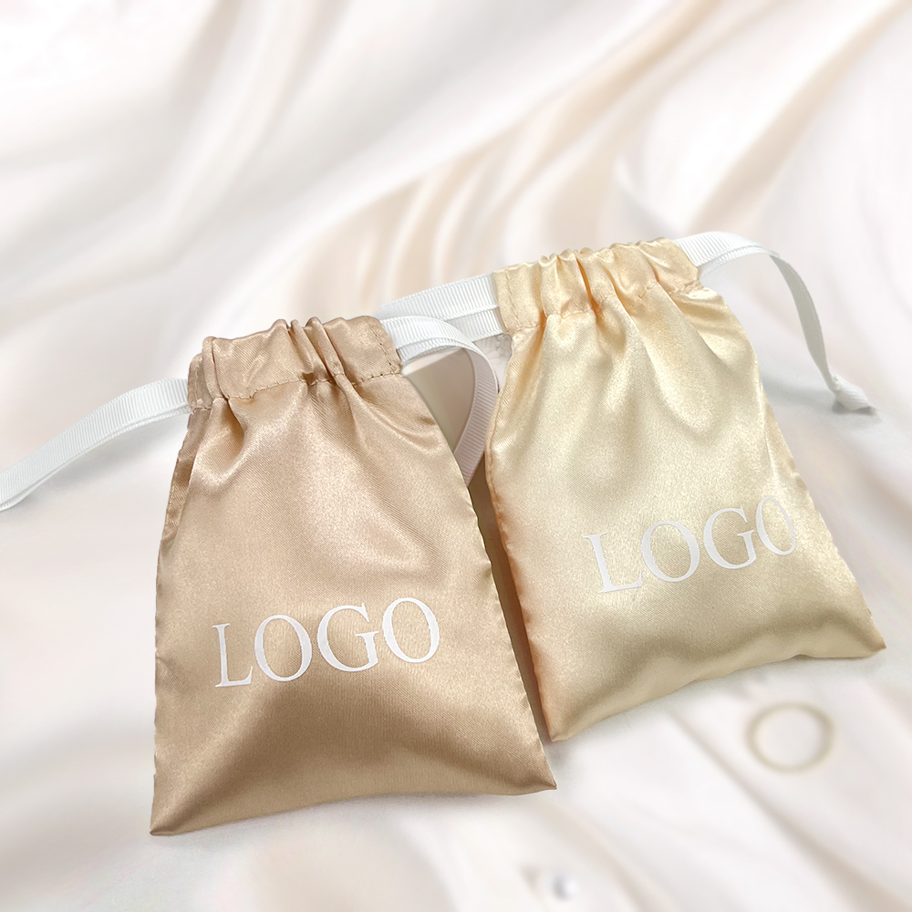 Small Gift Fabric Printed Logo Luxury Soft Perfume Silk Satin Dust Pouch Packaging Custom Drawstring Jewelry Bag - 图片 8