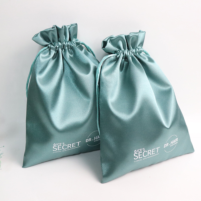Wholesale Custom Screen Gift Pouch Dustproof Packaging Personalized Soft Silk Satin Hair Drawstring Bags With Logo Printed - 图片 7