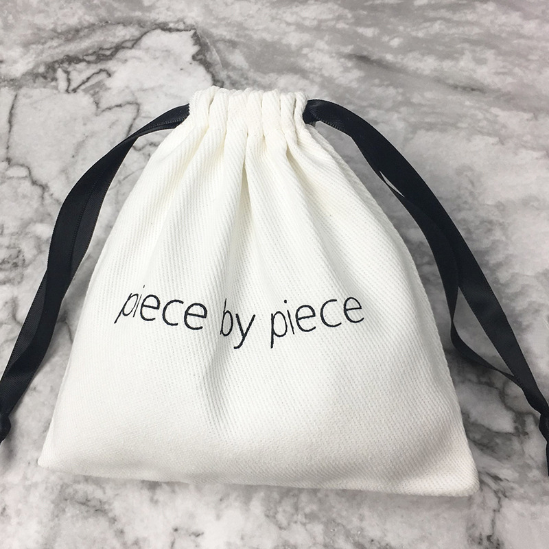 Jewelry Small Drawstring Dust Storage Printed Logos Gift Personalized Custom Packaging Cotton Canvas Pouch Bag
