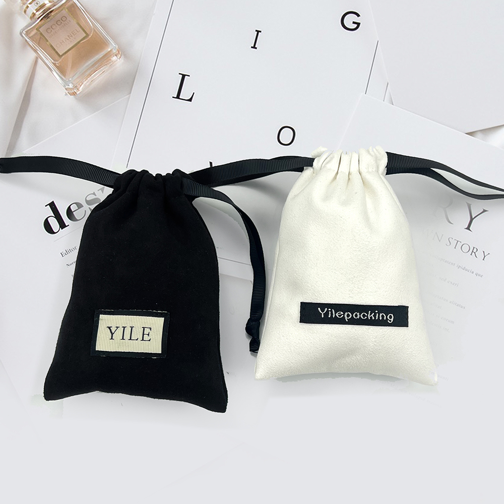 Wholesale Small White Black Custom Logo Printing Perfume Suede Packaging Jewelry Pouch Dust Velvet Drawstring Bag - 图片 7