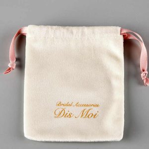 Beige Suede Velvet Drawstring Pouches Bags Packing for Jewelry Display with logo