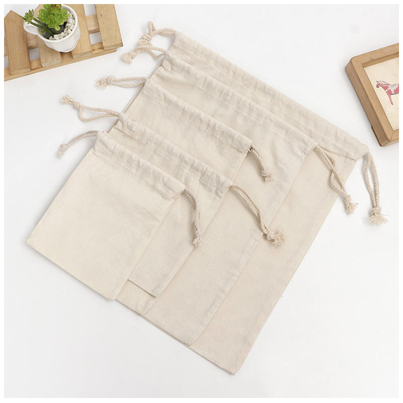 Candle Gifts Custom Logo Printed Organic Cotton Dust Canvas Drawstring Pouch Bag for Shoe - 图片 2