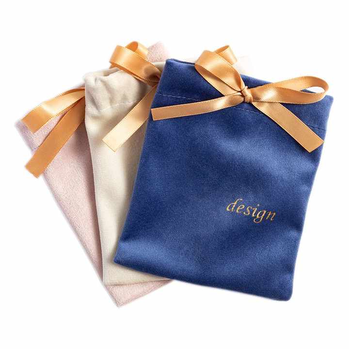 Custom Logo Round Bottom Velvet Drawstring Bag Suede Velvet Earrings Necklace Jewelry Dust Bag Drawstring Gift Pouches - 图片 2
