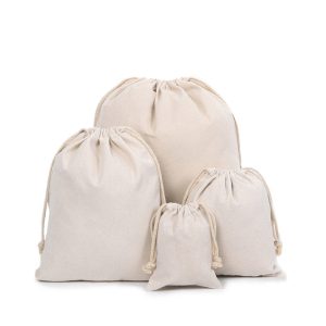 100% Organic Canvas Double Eco Friendly Custom Logo Reusable Natural Storage Cotton Drawstring Dust Bags