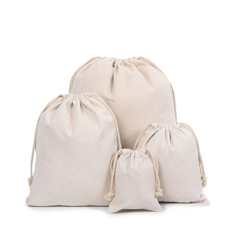 100% Organic Canvas Double Eco Friendly Custom Logo Reusable Natural Storage Cotton Drawstring Dust Bags