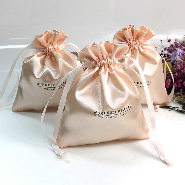 Wholesale Custom Logo Thick Silk Fabric Satin Bags for Hair Extension Dust Storage Drawstring Pouch Bag - 图片 5