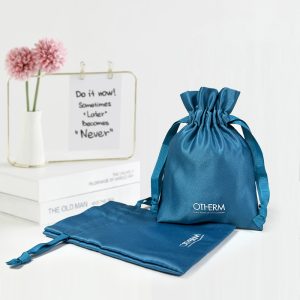 Wholesale Custom Silk Screen Printing Packaging Cosmetic Gift Makeup Pouch Satin Drawstring Bag With Logo Jewelry Necklace