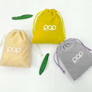 Double String Custom Logo White Beige Black Velvet Wholesale Drawstring Bag