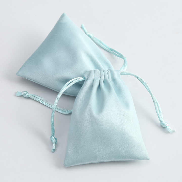 Key Chain With Bag Bracelet Jewelry Gift Bag Suede Velvet Small Drawstring Jewellery Bag Green - 图片 2