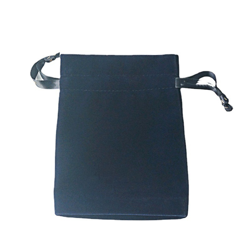 Custom Logo Printed Velvet Drawstring Bottom Cosmetic Pouch Brown Soft Velvet Gift Packaging Dust Bag - 图片 3