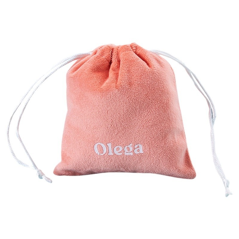 Custom Logo Printed Small Pink Velvet Earring Ring Packing Bag Drawstring Velvet Gift Jewelry Pouch