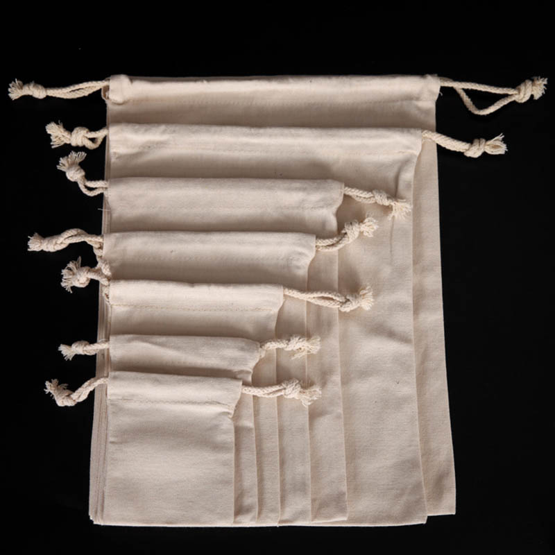 100% Organic Canvas Double Eco Friendly Custom Logo Reusable Natural Storage Cotton Drawstring Dust Bags - 图片 2