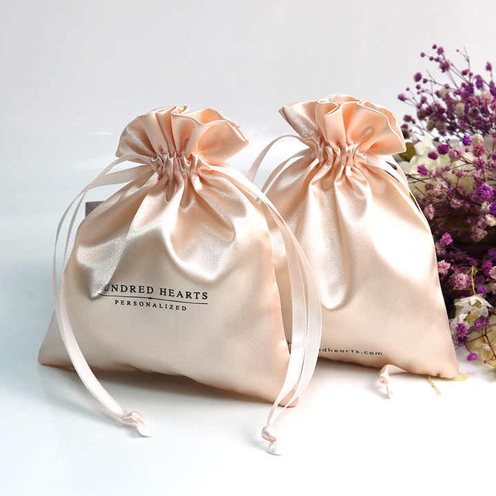 Wholesale Custom Logo Thick Silk Fabric Satin Bags for Hair Extension Dust Storage Drawstring Pouch Bag - 图片 4