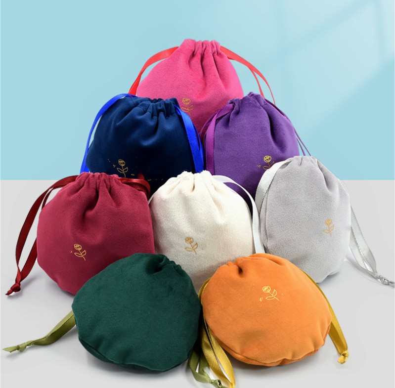 Custom Wholesale Jewelry Accessories Packaging Velvet Gemstone Jewelry Accessories Packaging Pouch Earrings Necklace Ring Bag