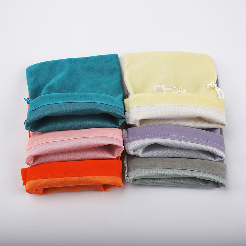 Double String Custom Logo White Beige Black Velvet Wholesale Drawstring Bag - 图片 5