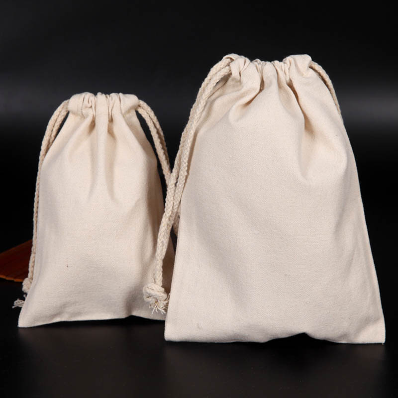 100% Organic Canvas Double Eco Friendly Custom Logo Reusable Natural Storage Cotton Drawstring Dust Bags - 图片 3