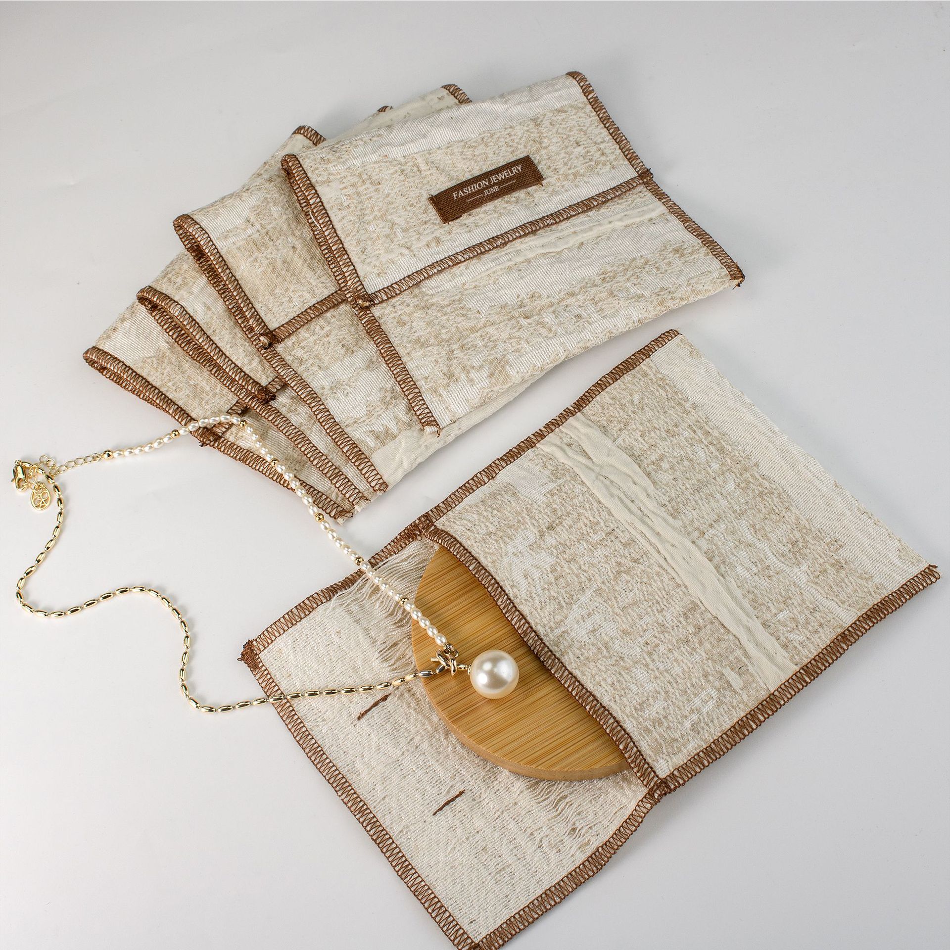 Custom Logo Eco Organic Linen Travel Holiday Keepsake Organizer Minimalist Storage Cotton Envelope Bag - 图片 3