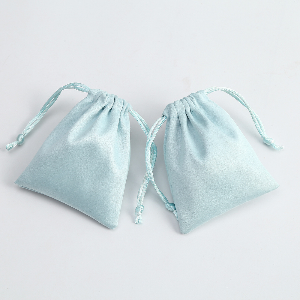 Key Chain With Bag Bracelet Jewelry Gift Bag Suede Velvet Small Drawstring Jewellery Bag Green - 图片 4