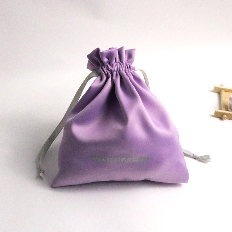 Wholesale Custom Logo Satin Bags Dust Storage Thick Silk Fabric Drawstring Pouch for Hair Extension - 图片 4