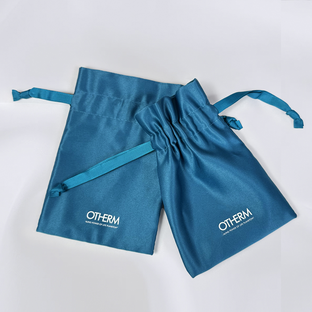 Wholesale Custom Silk Screen Printing Packaging Cosmetic Gift Makeup Pouch Satin Drawstring Bag With Logo Jewelry Necklace - 图片 4