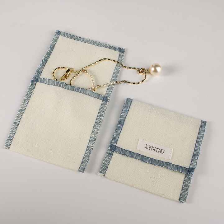Custom Logo Eco Organic Linen Travel Holiday Keepsake Organizer Minimalist Storage Cotton Envelope Bag - 图片 4