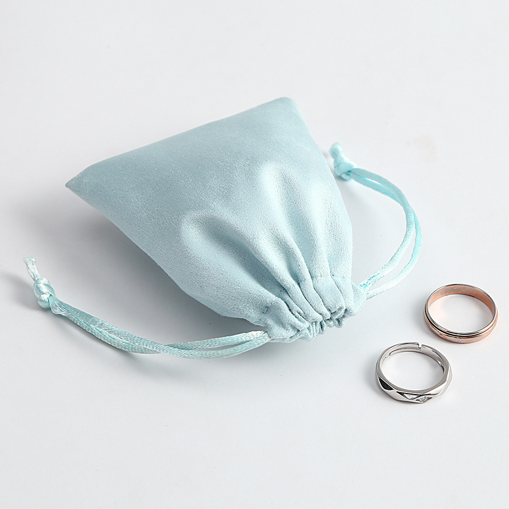 Key Chain With Bag Bracelet Jewelry Gift Bag Suede Velvet Small Drawstring Jewellery Bag Green - 图片 5