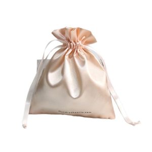 Wholesale Custom Logo Thick Silk Fabric Satin Bags for Hair Extension Dust Storage Drawstring Pouch Bag