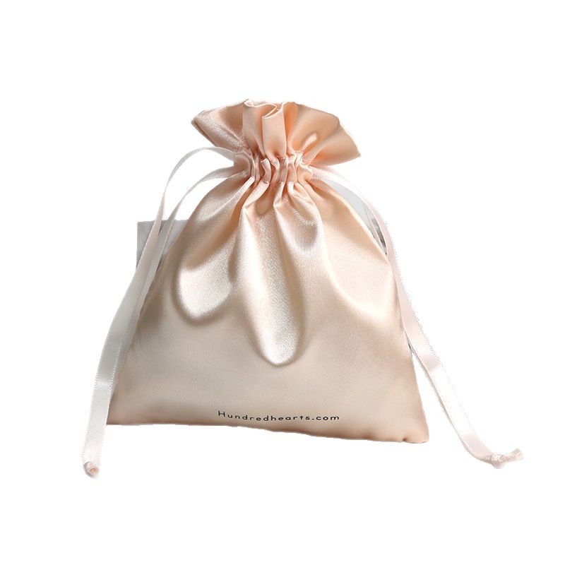 Wholesale Custom Logo Thick Silk Fabric Satin Bags for Hair Extension Dust Storage Drawstring Pouch Bag