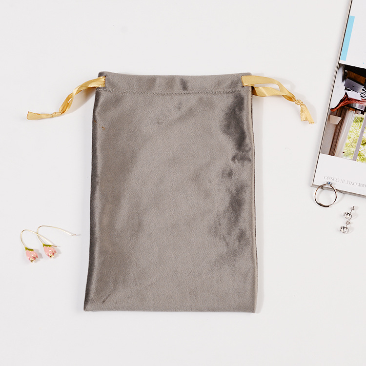 Small Eco Friendly Drawstring Custom Personalized White Velvet Dust Packaging Pouch Jewelry Bag With Logo - 图片 2