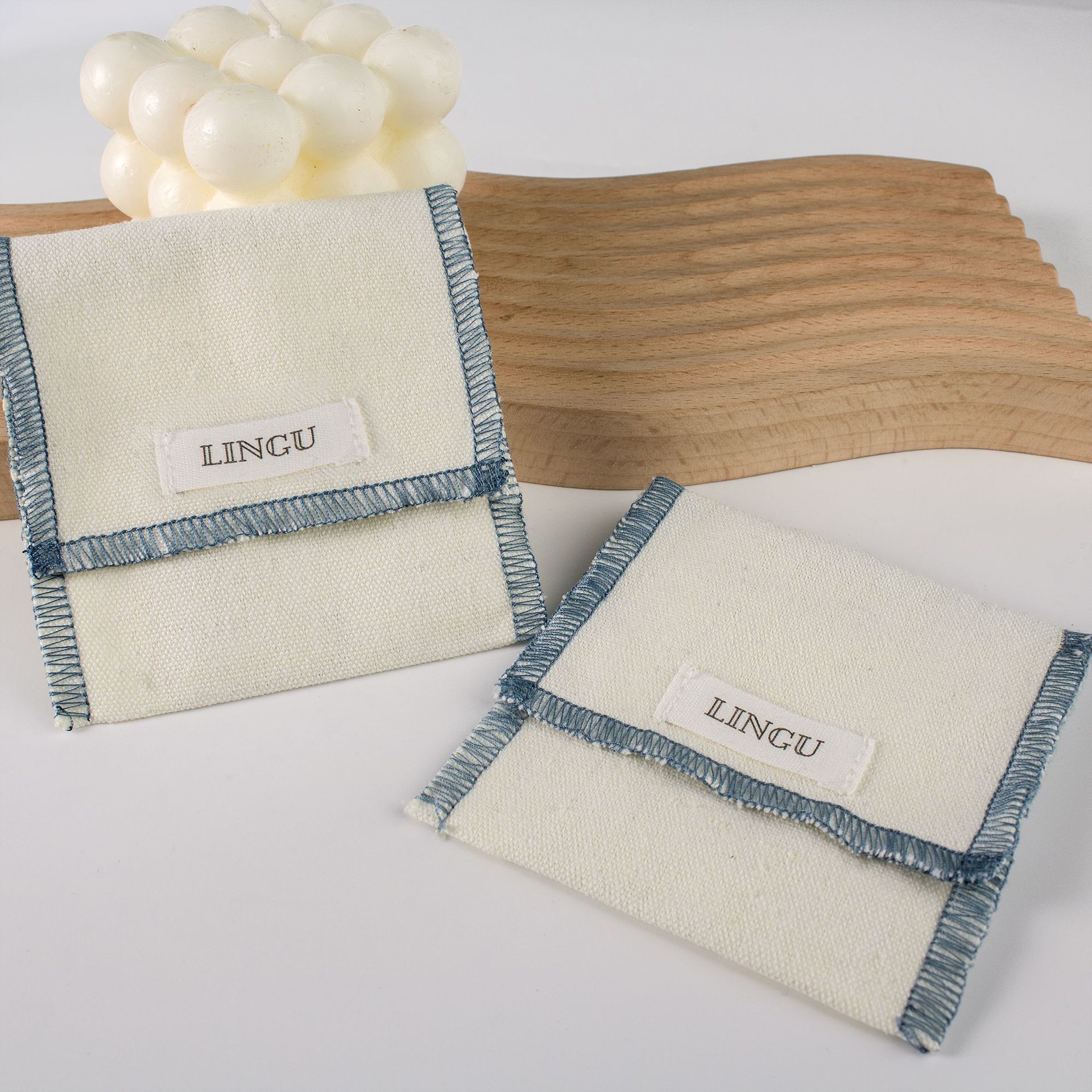 Custom Logo Eco Organic Linen Travel Holiday Keepsake Organizer Minimalist Storage Cotton Envelope Bag - 图片 5