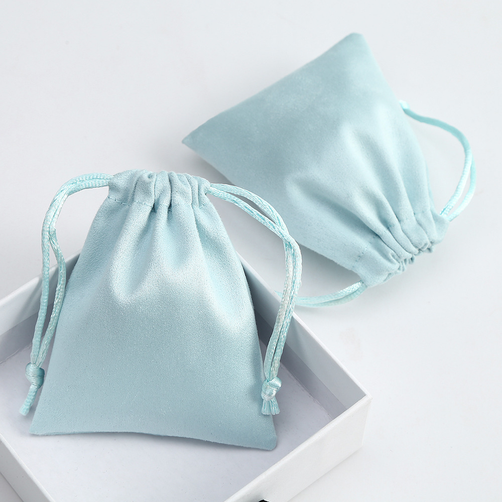 Key Chain With Bag Bracelet Jewelry Gift Bag Suede Velvet Small Drawstring Jewellery Bag Green - 图片 6