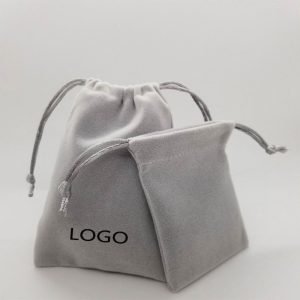 Custom Logo Printed Velvet Pouches Long Drawstring Gift Bags for Jewelry & Accessories Tube Packaging Watches Glasses Earrings