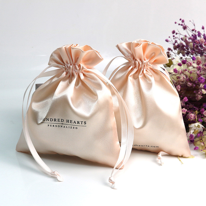 Wholesale Custom Logo Thick Silk Fabric Satin Bags for Hair Extension Dust Storage Drawstring Pouch Bag - 图片 2