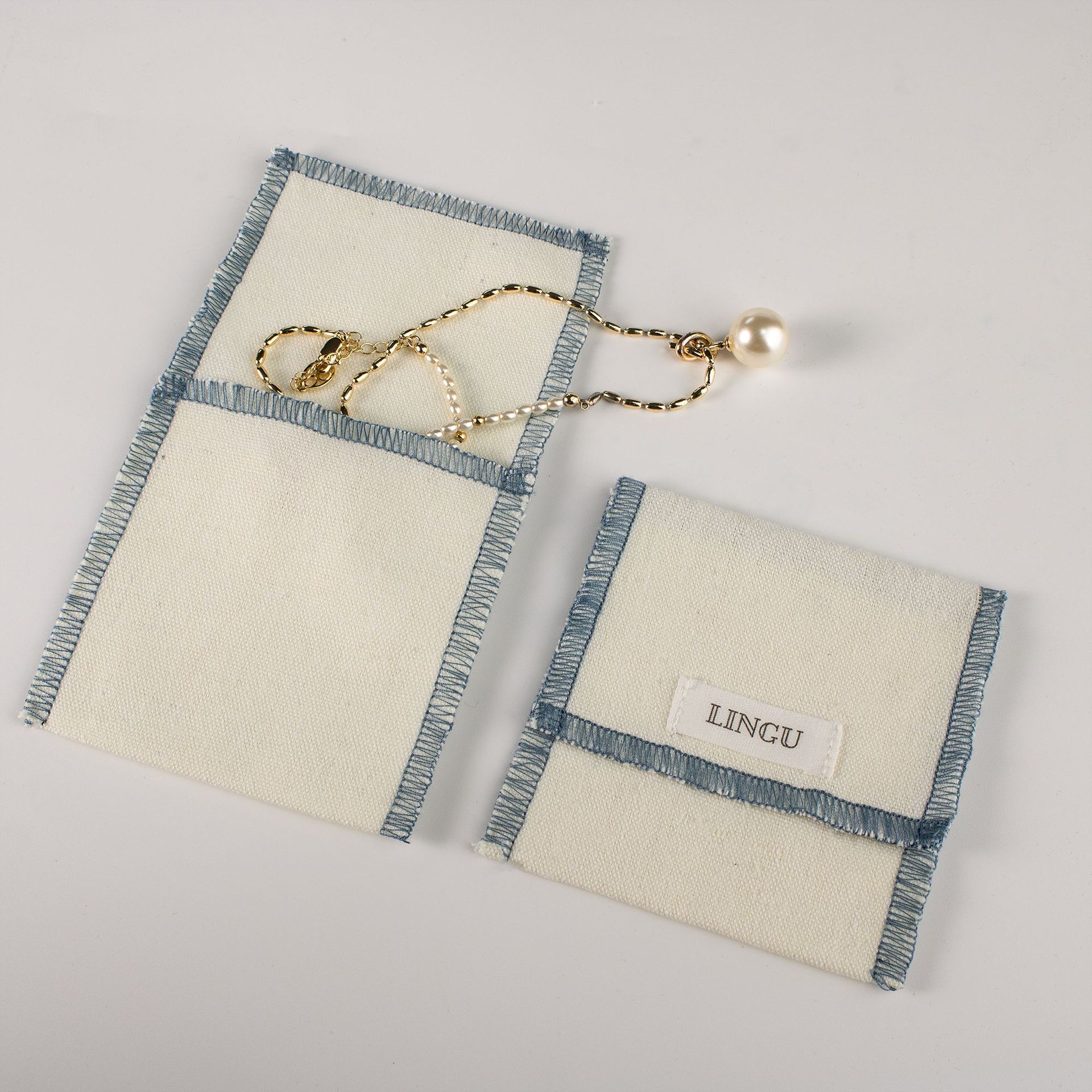 Custom Logo Eco Organic Linen Travel Holiday Keepsake Organizer Minimalist Storage Cotton Envelope Bag - 图片 7