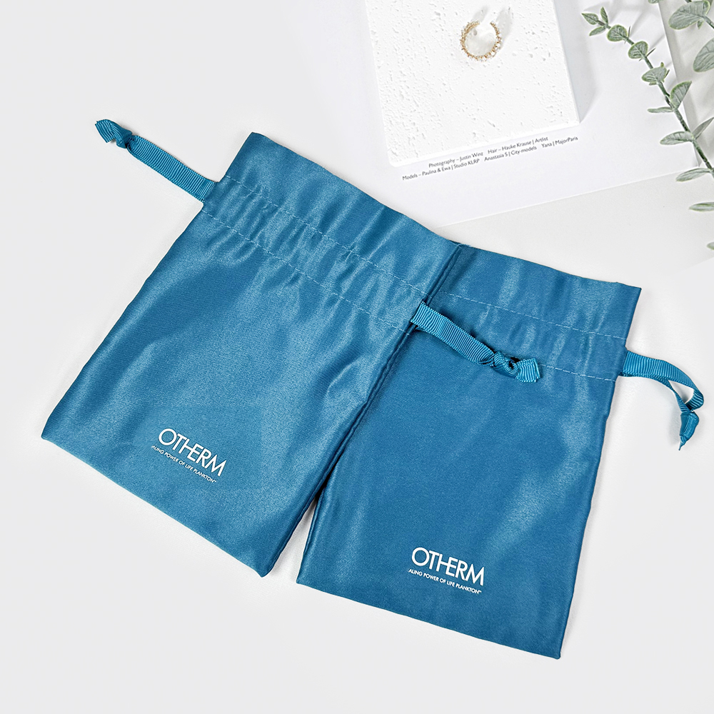 Wholesale Custom Silk Screen Printing Packaging Cosmetic Gift Makeup Pouch Satin Drawstring Bag With Logo Jewelry Necklace - 图片 7