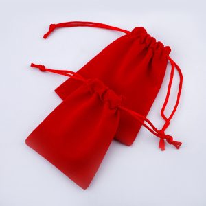 Custom Logo Printed Velvet Pouches Long Drawstring Gift Bags for Jewelry & Accessories Tube Packaging Watches Glasses Earrings