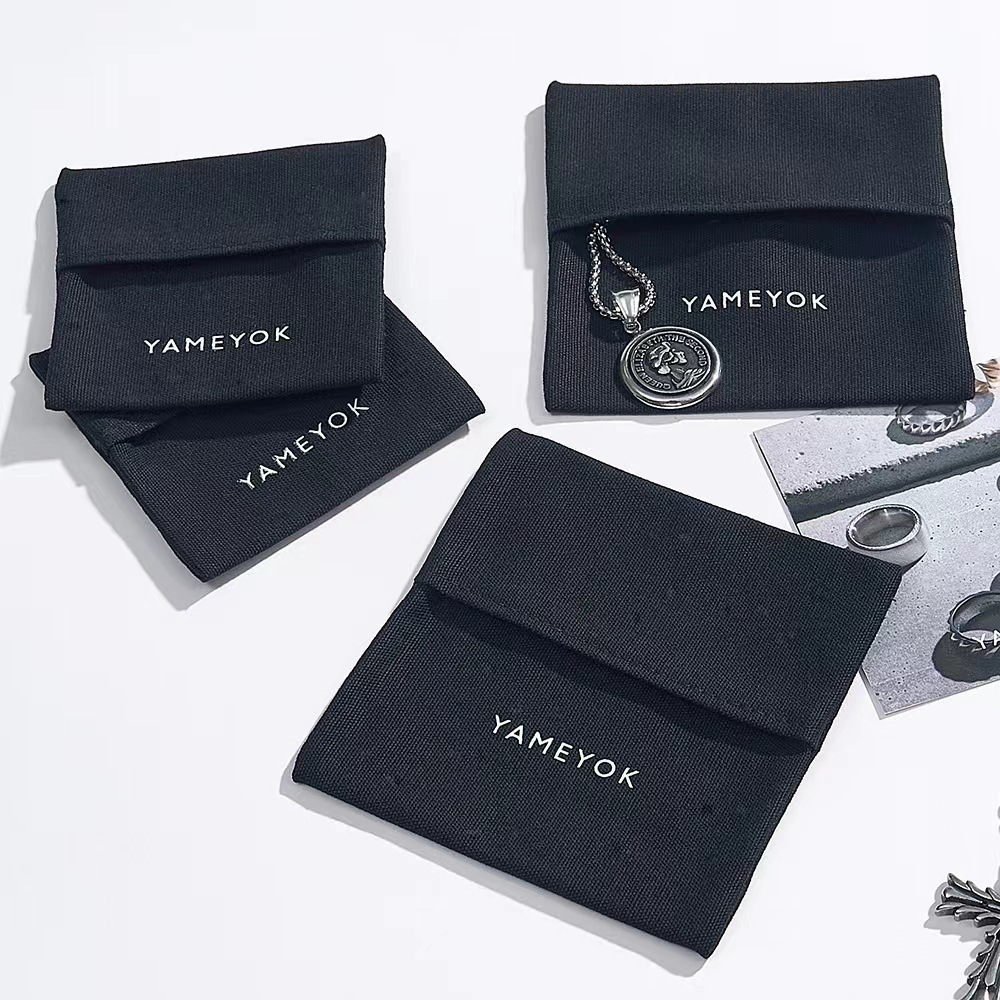 Reusable Sophisticated Design Personalized Logo Print Lightweight Makeup Packaging Cotton Envelope Pouch - 图片 7