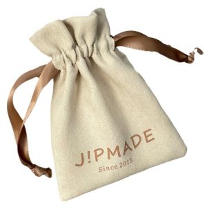 Custom Logo Black Flocked Fabric Pouch With Drawstring Jewelry Gift Storage Bag Velvet Pouch Flannel Drawstring Pocket