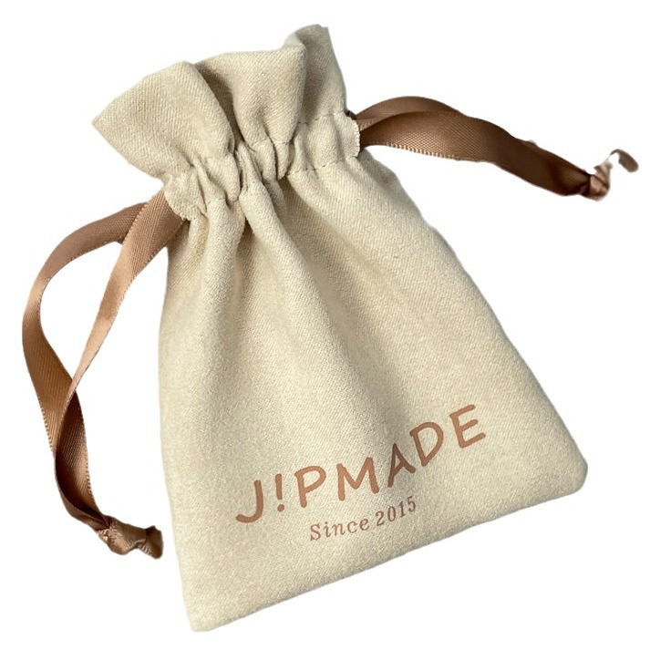 Custom Logo Black Flocked Fabric Pouch With Drawstring Jewelry Gift Storage Bag Velvet Pouch Flannel Drawstring Pocket